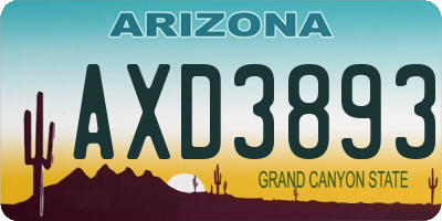 AZ license plate AXD3893