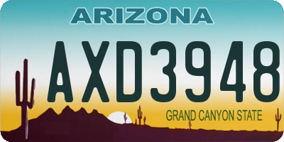 AZ license plate AXD3948