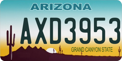 AZ license plate AXD3953