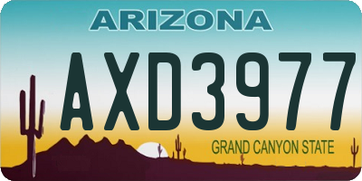 AZ license plate AXD3977