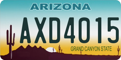 AZ license plate AXD4015