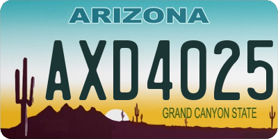 AZ license plate AXD4025