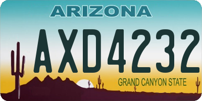AZ license plate AXD4232