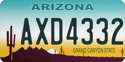 AZ license plate AXD4332