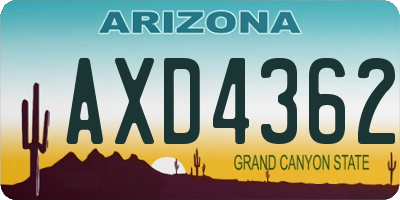 AZ license plate AXD4362