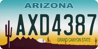 AZ license plate AXD4387