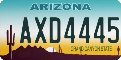 AZ license plate AXD4445