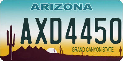 AZ license plate AXD4450