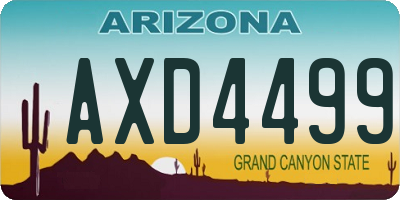AZ license plate AXD4499