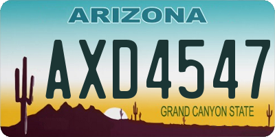 AZ license plate AXD4547