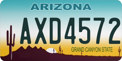 AZ license plate AXD4572