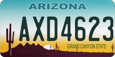 AZ license plate AXD4623