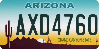 AZ license plate AXD4760