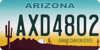 AZ license plate AXD4802