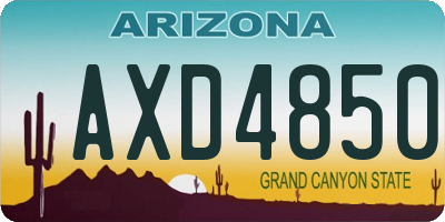 AZ license plate AXD4850