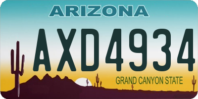 AZ license plate AXD4934