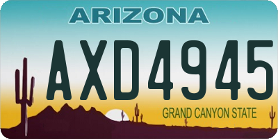 AZ license plate AXD4945