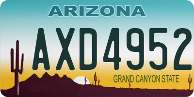 AZ license plate AXD4952