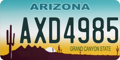 AZ license plate AXD4985