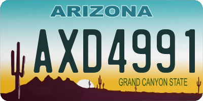 AZ license plate AXD4991