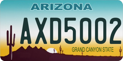 AZ license plate AXD5002