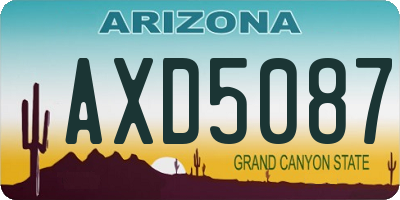 AZ license plate AXD5087