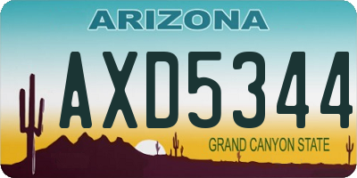 AZ license plate AXD5344