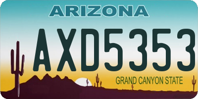 AZ license plate AXD5353