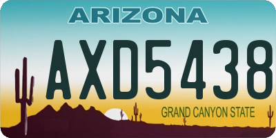 AZ license plate AXD5438