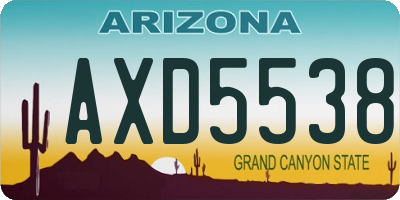 AZ license plate AXD5538