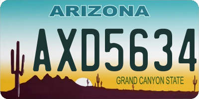 AZ license plate AXD5634