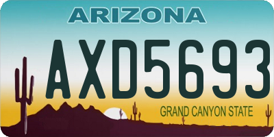 AZ license plate AXD5693