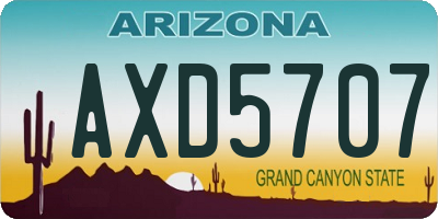 AZ license plate AXD5707