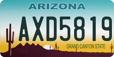 AZ license plate AXD5819