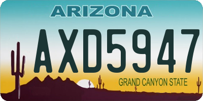 AZ license plate AXD5947