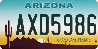 AZ license plate AXD5986