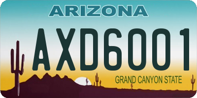 AZ license plate AXD6001