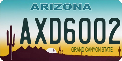 AZ license plate AXD6002
