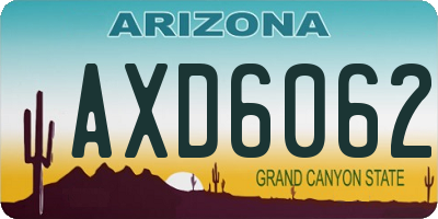 AZ license plate AXD6062