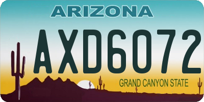 AZ license plate AXD6072