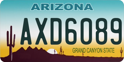 AZ license plate AXD6089