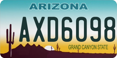 AZ license plate AXD6098