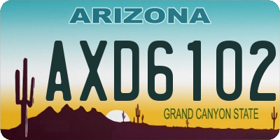 AZ license plate AXD6102