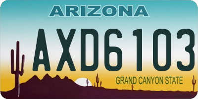 AZ license plate AXD6103