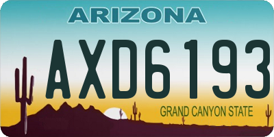 AZ license plate AXD6193