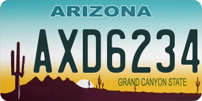 AZ license plate AXD6234