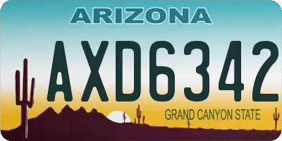 AZ license plate AXD6342