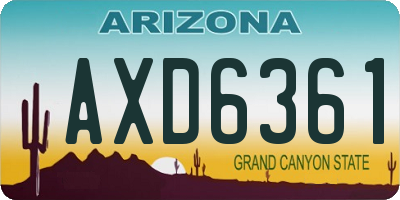AZ license plate AXD6361