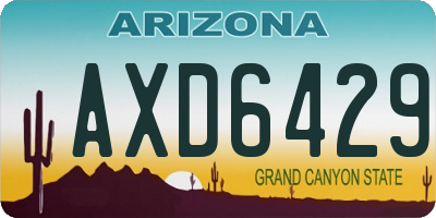 AZ license plate AXD6429