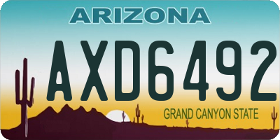 AZ license plate AXD6492